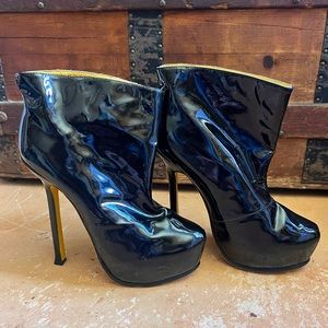YSL patent leather boots